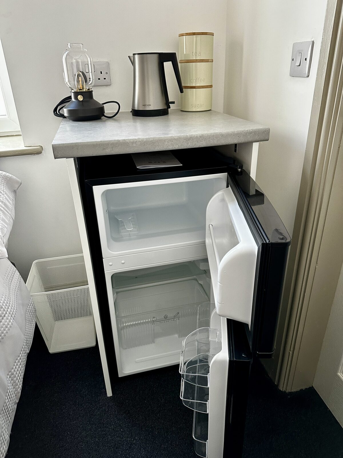 In-room fridge freezer and kettle brew station, Crystal Palace, Dalkeith Street